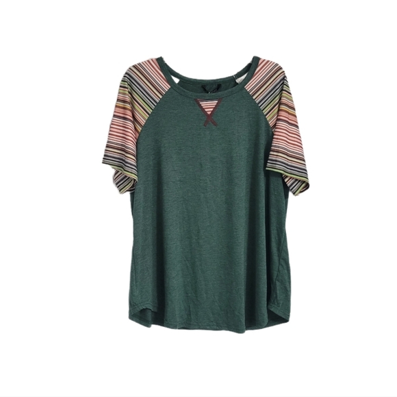 BloomChic Super Soft Essentials Striped Contrast Raglan Sleeve T-shirt 14-16 - Picture 5 of 13